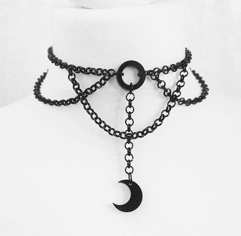 Moon Choker, O Ring Choker, Gothic Choker, Goth Choker, Delicate Choker, Club Decor, Witch Necklace, Gothic Chokers, Moon Phases Necklace