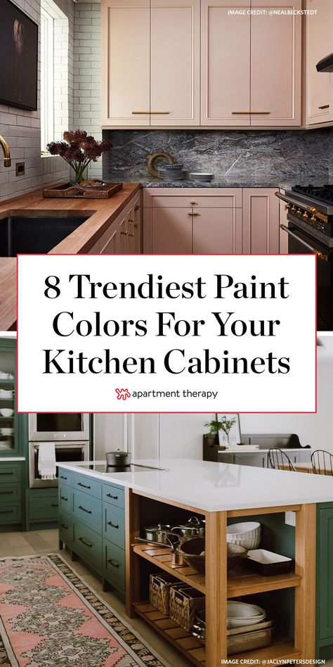 Unexpected Kitchen Cabinet Colors, Colored Base Kitchen Cabinets, Painted Kitchen Cabinets Cottage Style, Paint Colors For Kitchen Cabinets Ideas, Paint Wooden Cabinets Kitchens, Painted Base Cabinets, Painting Your Cabinets, Kitchen Painted Cabinets Ideas Two Tone, Kitchen Cupboard Ideas Painted