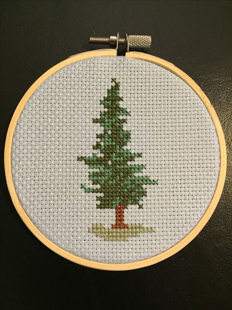 Pine tree cross stitch Pine Tree Cross Stitch, Cross Stitch Christmas Tree, Stitch Christmas Tree, Christmas Tree Cross Stitch, Christmas Tree Cross, Tree Cross Stitch, Cross Stitch Family, Cross Stitch Stocking, Nature Cross Stitch