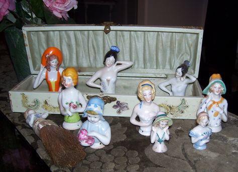 How to Restore Skirts to those Old Pincushion Dolls ... Antiques Value, Half Dolls, Pin Doll, China Dolls, Old Dolls, Pin Cushion, Vintage Pins, Porcelain Dolls, Porcelain Figurines