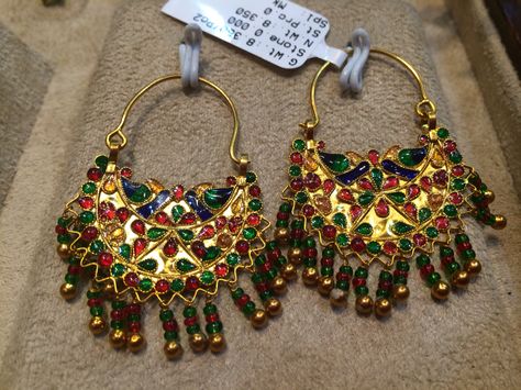 Colourful traditional Himachali earrings Himachali Jewellery Gold, Himachali Jewellery, Modern Jewellery, Beautiful Accessories, Jewellery Gold, Himachal Pradesh, Wedding Jewellery, Ethnic Jewelry, Gold Jewellery