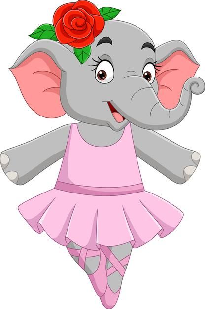 Ballerina Elephant, Baby Elephants Playing, Cute Elephant Cartoon, Elephant Template, Funny Elephant, Elephant Silhouette, Cartoon Monkey, Cartoon Elephant, Flower Birthday