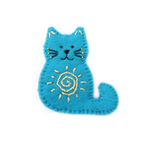 Felt Cats, Cat Felt, Cat Template, Felt Embroidery, Felt Projects, Wool Projects, Felt Birds, Felt Cat, Felt Brooch