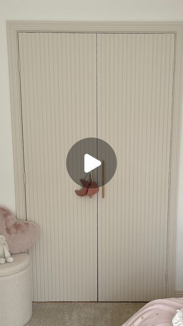 Cheryl on Instagram: "w a r d r o b e  m a k e o v e r 🤍
-
The votes were in and this is the first part of my daughters bedroom that you wanted to see. I love panelling and so far i have panelled walls, furniture and doors, so why not a wardrobe. It turned out way better than i expected and fits in more with the style of the room that i have gone for.
-
All the panelling was bought from @bandq_uk which i have linked in my highlights.
-
PR Product - the wardrobes were primmed and then painted in Mindful from @coatpaints such a lovely beige colour. 
-
Handles @plankhardware 
Boucle Cloud & Moon hanging decoration @studiogem_ 
-
What do you think? Xxx
-
-
#wardrobemakeover #diywardrobe #panelledwardrobe #panelledwardrobes #diyhome #diyhomeprojects #homesbeforeandafter #makeoverproject #wardr Wardrobe Doors With Fabric Panels, Fabric Covered Wardrobe Doors, Fabric On Wardrobe Doors, Panelling Wardrobe Doors Sliding, Panelled Wardrobe Doors, Replacement Wardrobe Doors Uk, Panel Doors Diy, Daughter Bedroom, Wardrobe Makeover