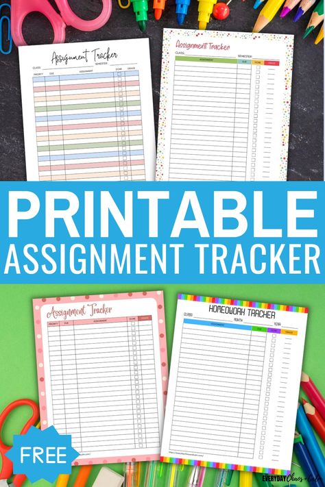 Student Tracking Sheet, How To Keep Track Of Assignments, Grade Tracker Printable Free, Grade Sheet Template Free Printable, Assignment Planner Printable Free, Homework Tracker Printable Free, School Assignment Planner, Assignment Tracker Template, Homeschool Student Planner