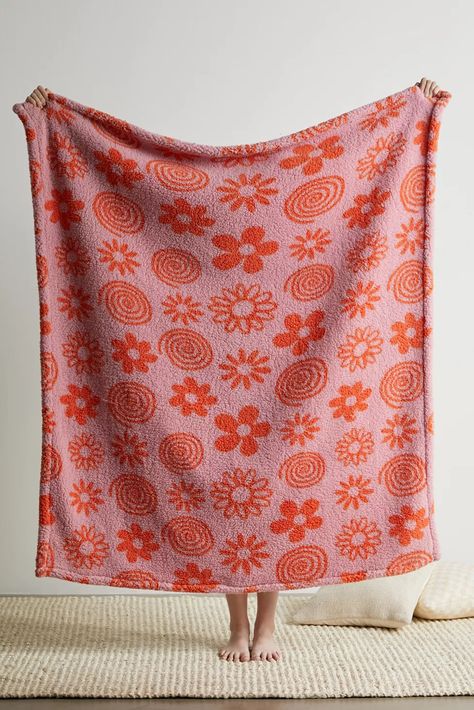 Uo Home, Bedroom Orange, Floral Blanket, Sherpa Throw Blankets, Printed Quilt, Print Blanket, Fleece Throw, Fleece Throw Blanket, Stylish Home