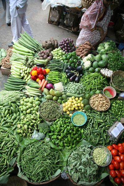 A produce vendor's display at Bhaji Galli Market in Mumbai. Human Interest, Farm Food, Life List, Market Square, Outdoor Market, Fresh Fruits, Food Market, Fruit And Veg, Local Food