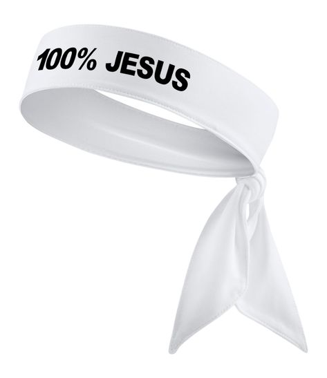 On Amazon - 100% JESUS White Black Sport Head Tie Headband - "100% JESUS" Sports Fan Tie Headband - Unisex Adult and Youth: Men, Women, Teens, Boys, Girls - Moisture Wicking: 88%microfiber polyester/12% Spandex - Great gift item/popular gift item! - Great team item. Headband White, Head Tie, Nike Swoosh Logo, Head Ties, Sports Headbands, Tie Headband, Black Headband, White Headband, Swoosh Logo