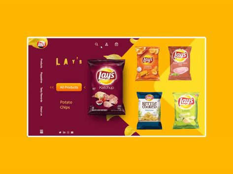 Potato Chips (Lay's)Website Design (Webdesign Animation) by karim saif Chips Website Design, Snack Lays, Animation Tips, Lays Chips, Catalogue Layout, Digital Banners, Black Paper Drawing, Web Ui Design, Universal Language