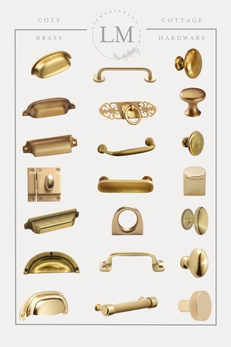 Cozy Farmhouse Brass Cabinet Hardware - Liz Marie Blog Antique Brass Kitchen Hardware, Farmhouse Kitchen Hardware, Rejuvenation Hardware, Gold Kitchen Hardware, Unlacquered Brass Hardware, Brass Kitchen Hardware, Antique Brass Kitchen, Gold Cabinet Hardware, Aged Brass Hardware