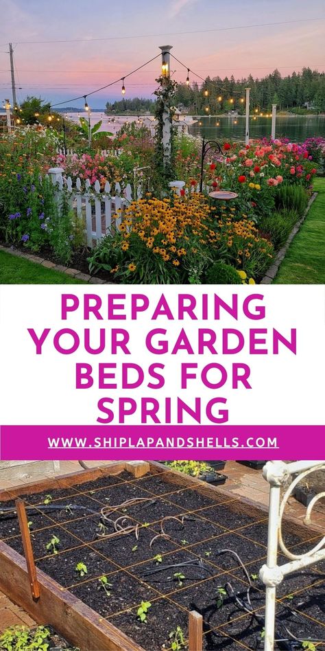 How to Prepare Your Cut Flower Garden Beds for the Spring Season - Shiplap and Shells Flower Garden Beds, Raised Bed Flower Garden, Landscaping Garden Design, Flower Garden Layouts, Garden Bed Layout, Growing Cut Flowers, Garden Prepping, Flower Seedlings, Flower Garden Plans