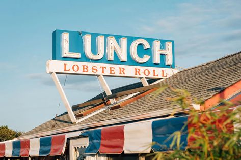 The Lobster Roll sign, in Montauk, New York Seafood Lunch, Montauk New York, Crab Rolls, The Lobster, Lobster Roll, Long Island Ny, American Restaurant, Happy 4 Of July, Retail Therapy