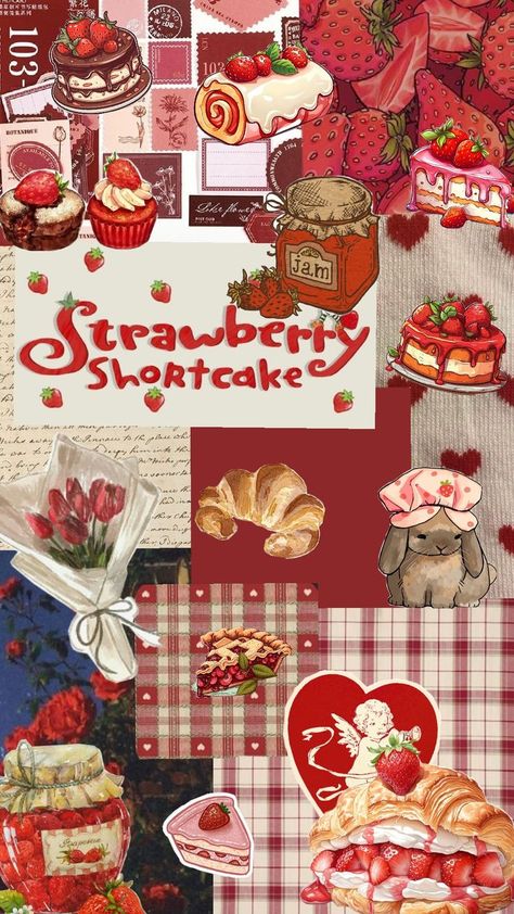 #red#strawberry#aesthetic#redaesthetic#atmosphere#collage#redcollage#strawberrycollage#wallpaper#redwallpaper#strawberrywallpaper Strawberry Cottagecore Aesthetic, Red Strawberry Aesthetic, Strawberry Baking, Strawberry Cottagecore, Baking Wallpaper, Strawberry Wallpaper, Aesthetic Collages, Strawberry Aesthetic, Wall Papers