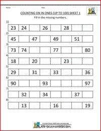 1st grade math worksheets counting on in 1s to 100 1 Kindergarten Math Printables, Counting Worksheets For Kindergarten, Kindergarten Math Free, Counting By 5's, First Grade Math Worksheets, Free Printable Math Worksheets, Math Sheets, Counting Worksheets, 1st Grade Math Worksheets