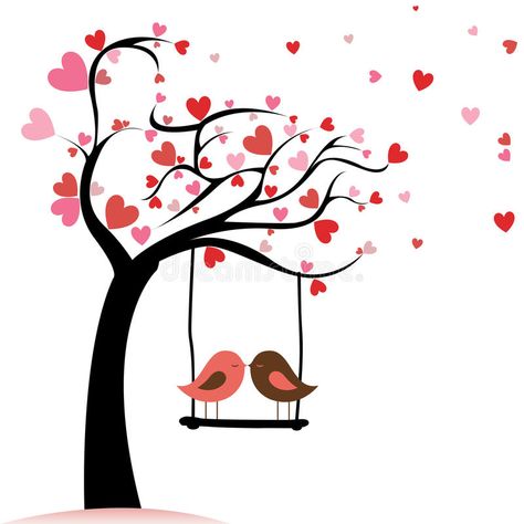 Love Birds Painting, Art Amour, Arte Doodle, Diy Wall Painting, Bird Clipart, Pola Sulam, Abstract Tree, Love Posters, Two Birds