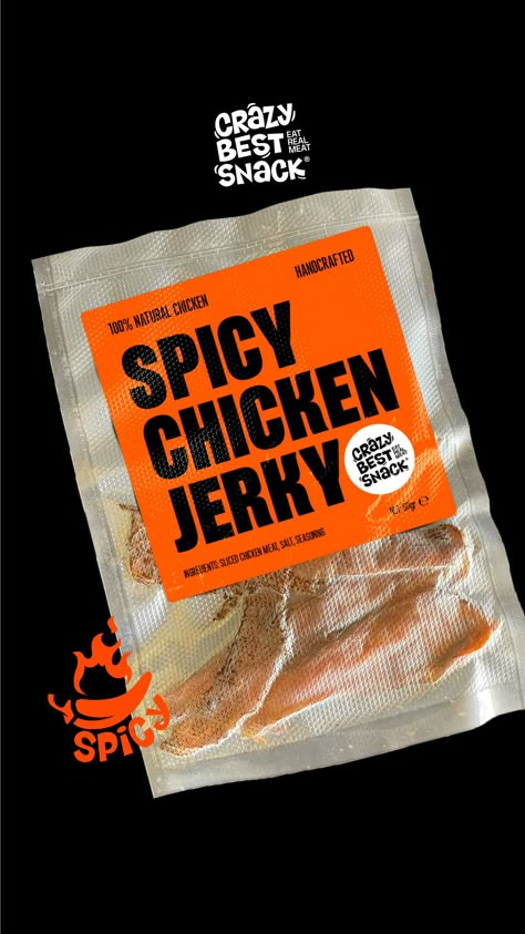 logo design, packaging design Beef Jerky Branding, Jerky Packaging Design, Spicy Food Packaging, Spicy Packaging, Sausage Packaging Design, Meat Packaging Design, Sausage Packaging, Meat Branding, Meat Packaging