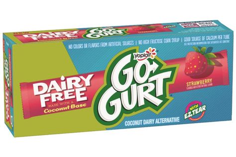 Yoplait has launched Go-Gurt Dairy Free Yogurt Tubes. They're gluten-free, soy-free, vegan, and made with coconut cream and live active cultures. Dairy Free Food List, Yogurt Tubes, Go Gurt, Yoplait Yogurt, Dairy Free Yogurt, Yogurt Flavors, Dairy Alternatives, Food Allergens, Beet Juice