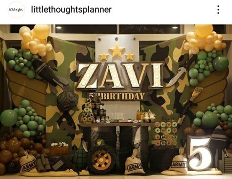 Soldier Theme Birthday Party, Army Theme Birthday Party, Call Of Duty Birthday Party, Army Birthday Party Ideas, Camo Party Decorations, Halo Birthday Parties, Army Party Decorations, Army Birthday Party, Army Themed Birthday