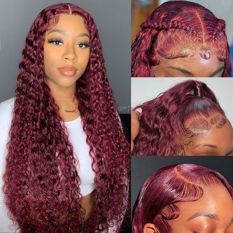 PRICES MAY VARY. Burgundy Deep Wave Lace Front Wigs Human Hair Material: All LRV Burgundy Wig Made By Brazilian Wigs Human Hair Cut From Healthy Donor; Soft Curly Patterns With Dark Burgundy Colored At Low Maintanance; LRV Burgundy Wigs Can Be Dye;Bleached;Restyled Burgundy Lace Front Wigs Human Hair Curly Color: Red Deep Wave Lace Front Wigs Human Hair Consist Of Burgundy With Dark Shade Undertones; Burgundy Deep Wave Wig Your Face Card Never Decline For Holiday;Wedding;Valentine And Fall Seaso Curly Lace Frontal, Full Lace Front Wigs, Long Curly Wig, Lace Front Wigs Human Hair, Curly Human Hair Wig, Red Wigs, Curly Lace Front Wigs, Burgundy Hair, Burgundy Lace