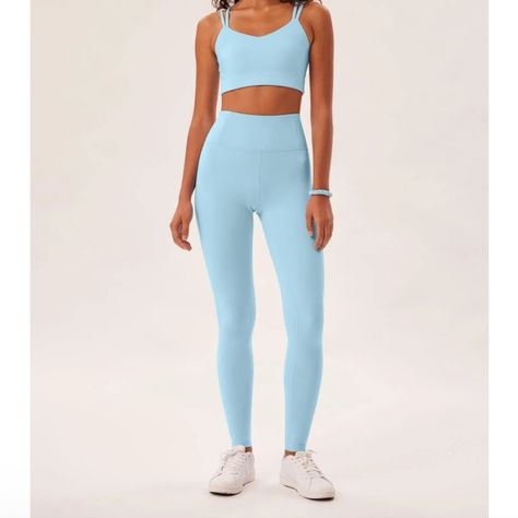 Made With 90% Recycled Materials..In A Beautiful Powder Blue Color..With Hidden Inner Back Pocket..Light Weight Yet Sustainable..Quick Drying Materials..New With Tags Dark Grey Leggings, Powder Blue Color, Girlfriend Collective, Pocket Light, Ankle Leggings, Blue Leggings, Compression Leggings, Pocket Leggings, Grey Leggings