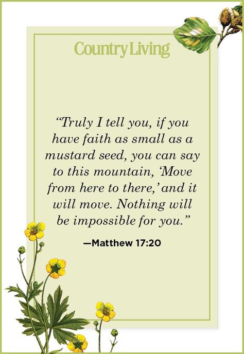 Matthew 17:20countryliving Verses About Family, Verses About Friendship, Bible Verses About Prayer, Family Bible Verses, Righteousness Of God, Uplifting Bible Verses, Bible Verses About Faith, Journal Books, Journaling Bible