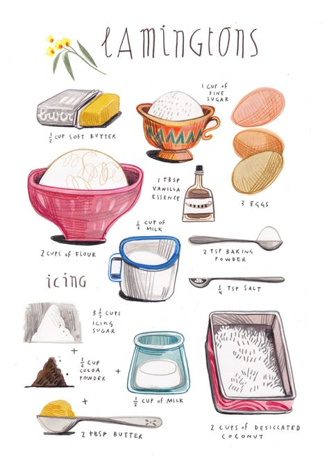 Artist Creates Exquisitely Illustrated Recipes from Around the World Watercolor Recipe, Illustrated Recipes, Aussie Food, Recipe Drawing, Watercolor Food, Food Painting, Illustration Food, Food Journal, Design Sponge