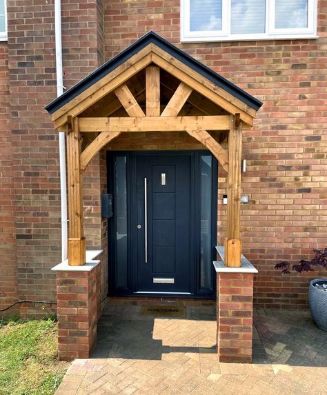 Dunster House Thunderdam 2m x 1.5m Wooden Porch Canopy Door Shelter (2 Post Half Height) Door Canopy Porch, Porch Canopy, House Front Porch, Wooden Canopy, Wooden Porch, Door Canopy, House With Porch, Grand Entrance, Canopies