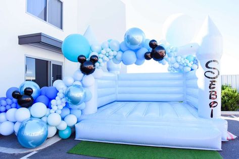 Blue Mickey Mouse Party 1st Birthdays, Mickey Mouse Birthday Ideas, Mickey Mouse Backdrop, Cheer Birthday Party, Mickey Mouse Birthday Party Ideas, Mickey Mouse Theme Party, Mickey Baby Showers, Mickey 1st Birthdays, Mickey Mouse Themed Birthday Party