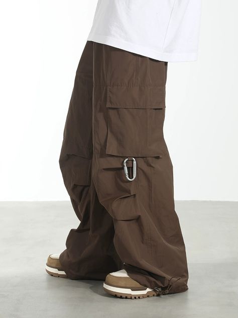 HARSH and CRUEL cotton-blend cargo pants, belt loops, darts at knees, flap pockets at outseams, metal keyholder attached to pocket, bungee-style drawstrings at cuffs. Composition - 50% Cotton, 50% Polyester Sizing: US/EU Regular Fit Outfit With Brown Pants, Image Swag, Baggy Clothes, Guys Clothing Styles, Shorts Sweatpants, Cool Outfits For Men, Pantalon Cargo, Denim Trousers, Casual Style Outfits