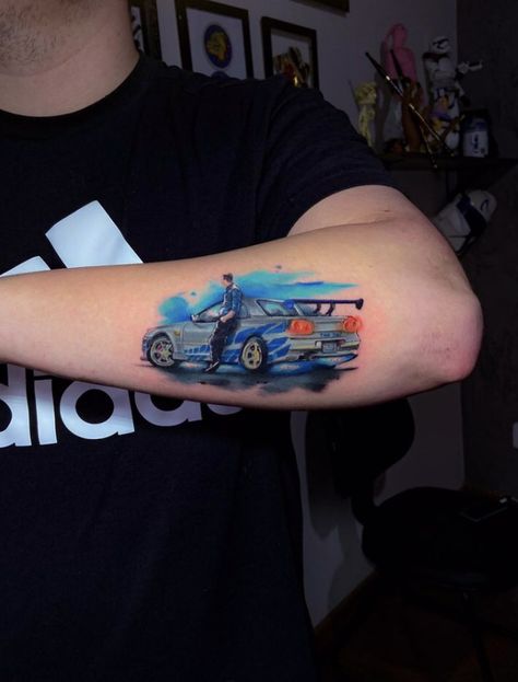 Fast And Furious Brians Car, Fast And Furious Tattoos Ideas, Fast And Furious Nails Ideas, Fast And Furious Tattoo Ideas Small, Fast And Furious Nails, Jdm Car Tattoo, Car Related Tattoos For Men, Cars Movie Tattoo, Movies Tattoo Ideas