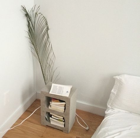 Concrete block side table Concrete Bedside Table, Cement Nightstand, Cinder Block Table Indoor, Cinder Block Side Table, Concrete Nightstand, Cinder Block Bedside Table, Concrete Block Furniture, Concrete Block Table, Cinder Block Nightstand