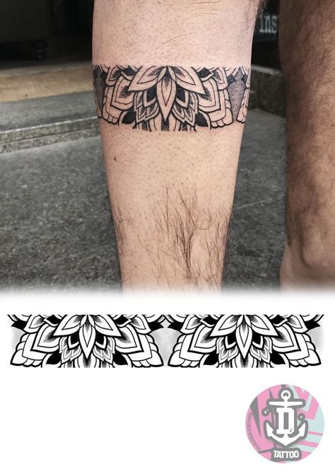 Mandala Bracelet Tattoo, Mandala Bracelet Tattoo Design, Bracelet Tattoo Design, Mandala Tattoo Men, Leg Band Tattoos, Band Tattoos For Men, Tattoo Band, Geometric Mandala Tattoo, Wolf Tattoo Sleeve