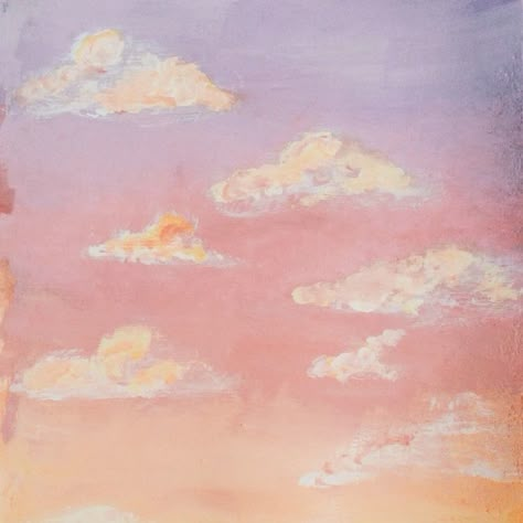 Pastel Clouds Painting, Floating Lights Tangled, Pink Sky Drawing, Pink Clouds Painting, Aesthetic Acrylics, Cloud Bathroom, Pink Sky Wallpaper, Sky Wallpaper Aesthetic, Painting Clouds