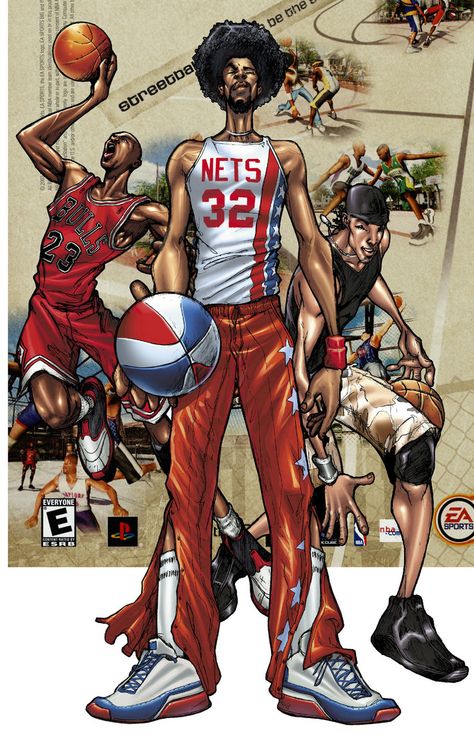 I did the cover to EA Sports' NBA Street Vol.2 Art by Adam Pollina, Color by me Basketball Drawings, Street Basketball, Nba Basketball Art, Dr J, Bola Basket, Nba Art, Basketball Photography, Nba Wallpapers, Basketball Art