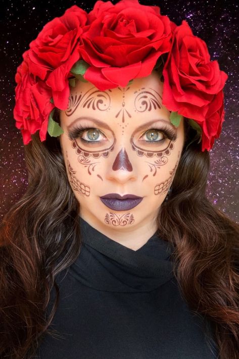 Day If The Dead Costume Women, Day Of Dead Costume Diy, Day Of The Dead Cosplay, Day Of The Dead Flower Crown, Day Of The Dead Makeup Half Face, Day Of The Dead Halloween Costume, Dia Los Muertos Makeup, Day Of The Dead Crown, Day Of The Dead Outfit