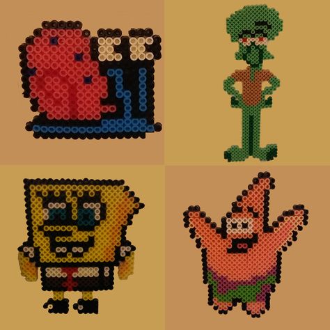 Today my Perler Bead Craft theme was SpongeBob SquarePants  *Gary *Squidward SpongeBob SquarePants *Patrick Patrick Perler Beads, Spongebob Melty Beads, Sponge Bob Perler Beads, Spongebob Perler Beads, Hamma Beads Ideas, Easy Perler Beads Ideas, Melty Beads, Diy Perler Bead Crafts, Bead Charms Diy