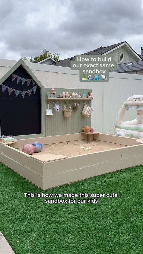 Cool Pine Interior & Exterior Paint curated on LTK Backyard For Kids And Adults, Sand Box Ideas Backyards, Kids Outdoor Play Area Ideas, Outdoor Play Area For Kids, Backyard Play Area For Kids, Kids Backyard Ideas, Play Area Garden, Playground Backyard, Kids Cubby