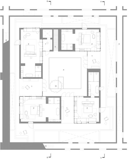 Chinese studio Neri&Hu has completed a boutique hotel in Yangzhou comprising a grid of dark-brick walls that surround a series of courtyards and gardens. Neri And Hu, Yangzhou, Chinese House, Open House Plans, Co Housing, Neri Hu, Building Roof, Floor Plan Drawing, Architectural Floor Plans