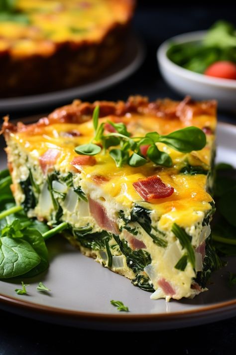 Crustless Spinach Quiche - That Oven Feelin Ham And Spinach Quiche, Crustless Spinach Quiche, Bacon Spinach Quiche, Ham Quiche, Egg Quiche, Spinach Quiche Recipes, Onion Quiche, Bacon Quiche, Spinach Quiche