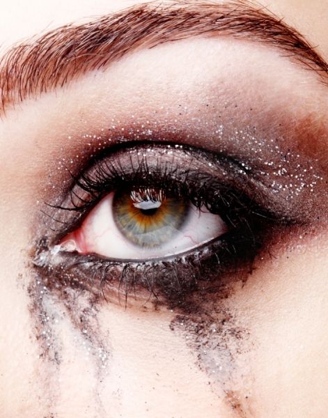 Smeared Eye by Lorin Smeared Makeup Photography, Smeared Makeup Look, Runny Mascara Makeup, Tear Make Up Eyes, Smeared Mascara Aesthetic, Smudged Makeup Look, Smeared Makeup Aesthetic, Smeared Lipstick Aesthetic, Smudged Makeup Aesthetic