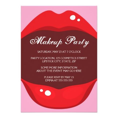 Red lipstick makeup party invitation Tvd Party, Party Invitations Design, Vampire Halloween Party, Makeup Party Decorations, Makeup Birthday Party, Adult Halloween Invitations, Vampire Party, Halloween City, Red Lipstick Makeup