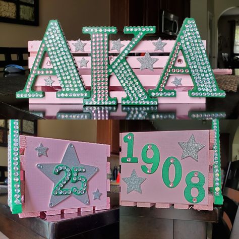 Silver Soror Addition Alpha Kappa Alpha Crafts Diy, Alpha Kappa Alpha Crafts, Aka Gifts, Sorority Paraphernalia, Alpha Kappa Alpha Sorority Paraphernalia, Aka Sorority Gifts, Greek Crafts, Sorority Art, Skee Wee