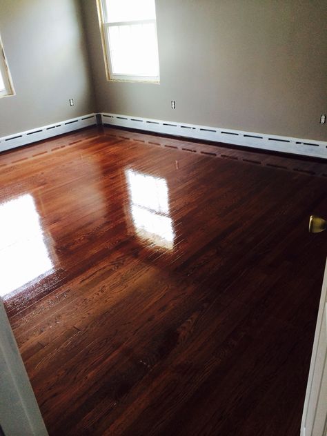 Red mahogany hardwood floor by Minwax Red Mahogany Floors, Red Mahogany Stain, Mahogany Flooring, Timber Floor, Hardwood Floor Colors, Timber Floors, Log Home Floor Plans, Beautiful Flooring, Minwax Stain