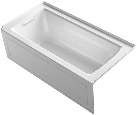 Kohler K-1946-LA Archer Three Wall Alcove Soaking Tub with Left Hand Drain and I White Tub Soaking Alcove Bathroom Tub Shower Combo, Wall Alcove, Craftsman Bathroom, Air Bathtub, Jetted Bath Tubs, Walk In Bathtub, Bathroom Tub Shower, Craftsman Furniture, Bathtub Drain