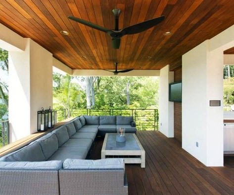 Top 50 Best Patio Ceiling Ideas - Covered Outdoor Designs Patio Ceiling Ideas, Patio Ceiling, Patio Fan, Porch Ceiling, Roof Insulation, Contemporary Patio, Ceiling Ideas, Budget Patio, Patio Roof