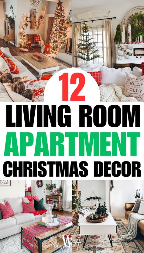 You want your living room to be fully decorated and extra cozy for the family and in-laws. Here are over 12 living room decor ideas just for Christmas! Cozy Christmas Living Room Decor, Christmas Living Room Decor, Cozy Christmas Living Room, Holiday Living Room, Living Room Christmas, Christmas Decorations Apartment, Decor Ideas For Living Room, Christmas Apartment, Christmas Living Room