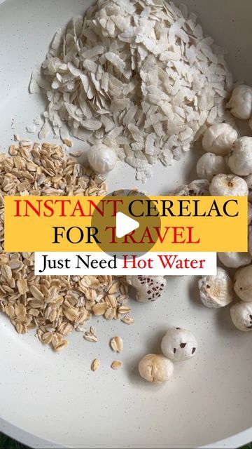 Priti Bhutra on Instagram: "Save & Share. Recipe ⬇️ Travel-Friendly Homemade Cerelac for 6+ month Baby Ingredients 1 cup poha 1/2 cup rolled oats 1 cup Makhana (foxnuts) Roast on low to medium flame until they turn brown Make the fine powder in grinder & Store in glass container. For six months baby-Take 2 tbsp Mix with hot water to avoid lumps & serve warm For 7+ months babies,you can add mashed banana in that powder. Follow @mom_musings_bypriti for more Parenting Tips & Healthy Kids Recipes. #babyfoodideas #6monthbabyfood #travelfoodideas #instantfood #instantrecipesforkids #blwideas #homemadecereal #cerelac #babyfoodblogger #babyfoodrecipes #babyfood #momblogger #mombloggerindia #mom_musings_bypriti" 6 Month Baby Food Recipes Homemade, Homemade Cerelac For 6 Month Babies, Home Made Cerelac For Babies, Cerelac Recipe Homemade, 6 Months Baby Food Recipes, Baby Food Recipes 6-9, Baby Cereal Recipes, 7 Month Baby Food, Roasted Makhana Recipe