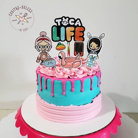 Toca Boca Cake Ideas, Toca Boca Birthday Cake, Toca Boca Birthday Party Ideas, Toca Boca Cake, Toca Life Birthday Party, Boca Recipe, Roblox Birthday Cake, Chocolate Mousse Cake Recipe, 9th Birthday Cake