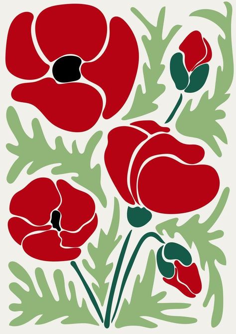 Trendy floral retro poster with red poppies Poppy Illustration Simple, Tote Bag Flower Design, Illustration Fleur, Poppies Illustration, Poppy Logo, Poppy Poster, Poppy Illustration, Poppy Flower Design, Flower Graphics