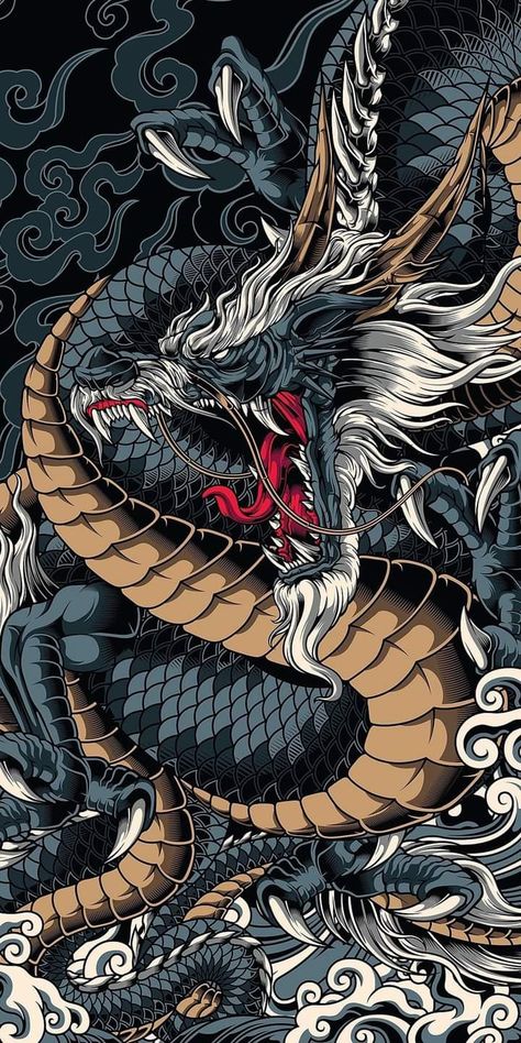 Dragon Tattoo Background, Galaxia Wallpaper, Guerriero Samurai, Dragon Wallpaper Iphone, Japanese Wallpaper Iphone, Japanese Dragon Tattoo, Dragon Artwork Fantasy, Japanese Drawings, Japanese Dragon